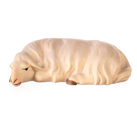 Mouton qui dort crèche Original Rédempteur bois peint Val Gardena de 12 cm