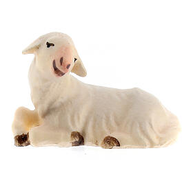 Agnello sdraiato presepe Original Redentore legno dipinto in Val Gardena 10 cm