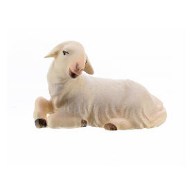 Agnello sdraiato per presepe Original Redentore legno dipinto in Valgardena 12 cm