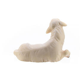 White Lamb Sitting, 12 cm nativity Original Redeemer model, in painted Val Gardena wood