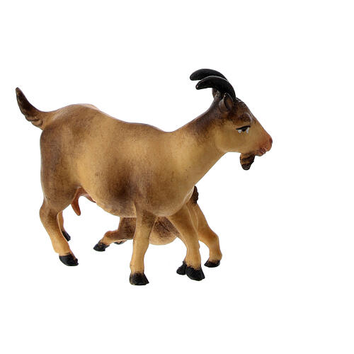 Chèvre avec chevreau crèche Original Rédempteur bois peint Val Gardena 10 cm 3