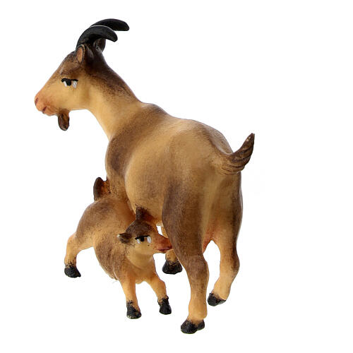 Goat with Kid, 10 cm nativity Original Redeemer model, in painted Val Gardena wood 4