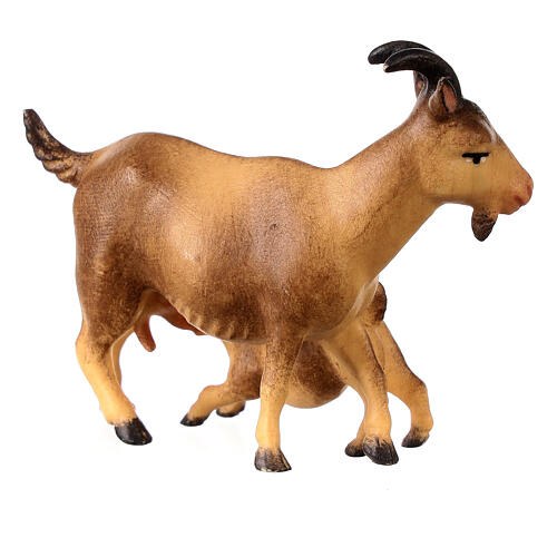 Chèvre avec chevreau crèche Original Rédempteur bois peint Val Gardena de 12 cm 2