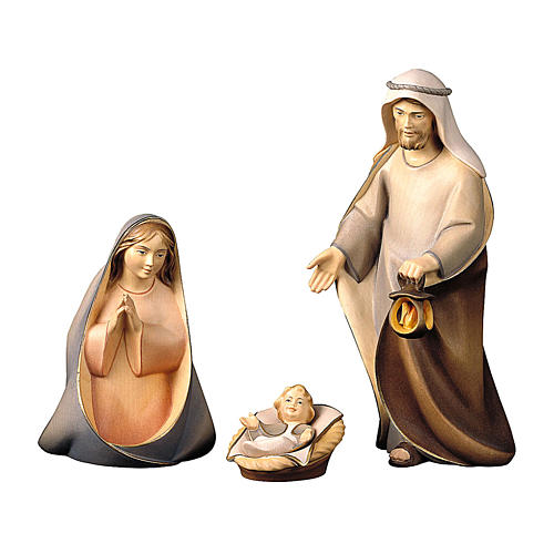 Sacred Family, 12 cm nativity Original Comet model, in painted Val Gardena wood 4 pieces 1