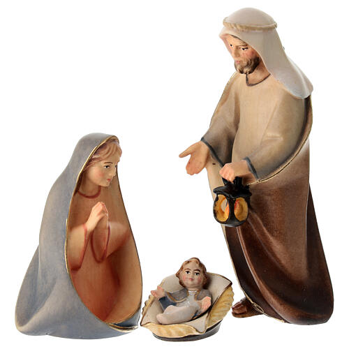 Sacred Family, 12 cm nativity Original Comet model, in painted Val Gardena wood 4 pieces 1