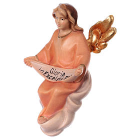 Glory Angel statue, 12 cm nativity Original Comet model, in painted Val Gardena wood