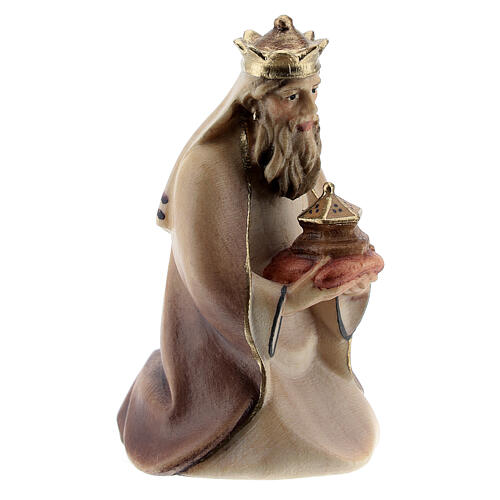 Kneeling Wise Man Original Cometa Nativity Scene in painted wood from Val Gardena 10 cm 3