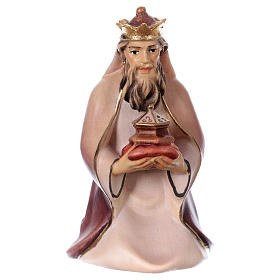 Kneeling Wise Man Original Cometa Nativity Scene in painted wood from Val Gardena 12 cm