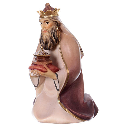 Kneeling Wise Man Original Cometa Nativity Scene in painted wood from Val Gardena 12 cm 2