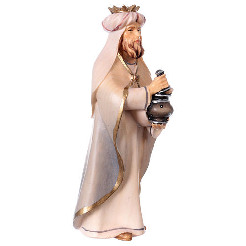 White Magi King statue, 12 cm nativity Original Comet model, in painted Val Gardena wood 3