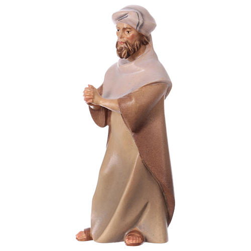 Praying Shepherd figurine, 12 cm nativity Original Comet model, in painted Val Gardena wood 2