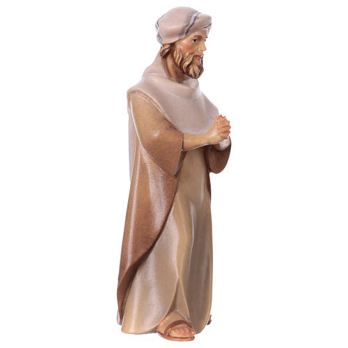 Praying Shepherd figurine, 12 cm nativity Original Comet model, in painted Val Gardena wood 3