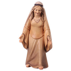 Contemplating woman farmer Original Cometa Nativity Scene in painted wood from Valgardena 12 cm