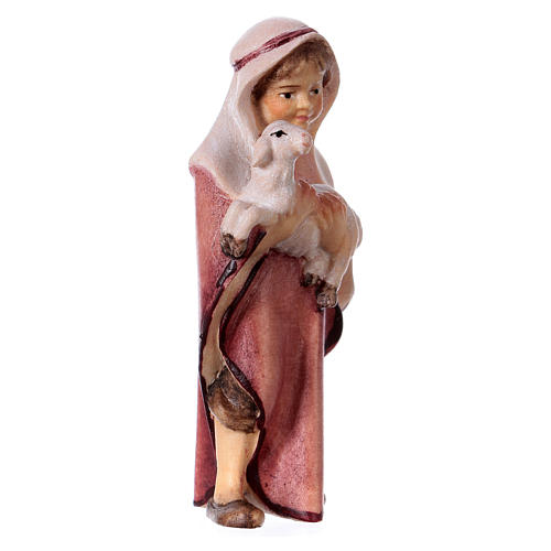 Boy with Lamb figurine, 10 cm nativity Original Comet model, in painted Val Gardena wood 3