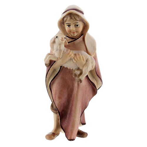 Boy with sheep 12 cm, nativity Original Comet, in painted Valgardena wood 1