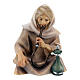 Sitting shepherd with water pipe Original Cometa Nativity Scene in painted wood from Valgardena 10 cm s1