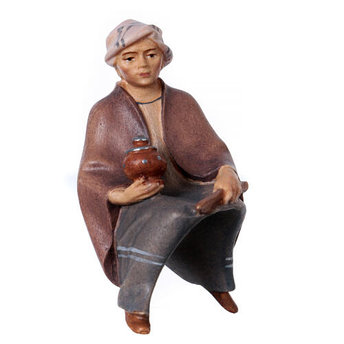 Sitting elephant driver for Original Cometa Nativity Scene of 10 cm, Val Gardena painted wood 2