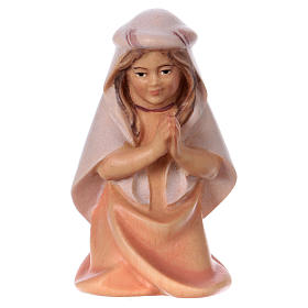 Little girl praying on her knees Original Cometa Nativity Scene in painted wood from Valgardena 12 cm