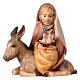 Girl on a Donkey with Doves, 10 cm nativity Original Comet model, in painted Valgardena wood s1