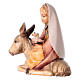 Girl on a Donkey with Doves, 10 cm nativity Original Comet model, in painted Valgardena wood s2