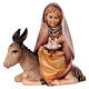 Bambina con colombe su asino per presepe Original Cometa legno dipinto in Valgardena 12 cm s1