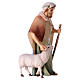 Pastor con bastón y oveja belén Original Cometa madera pintada en Val Gardena 10 cm de altura media s3