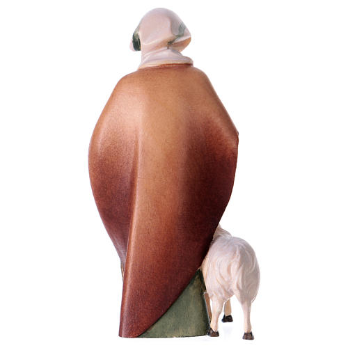 Berger avec canne suivi d'un mouton crèche Original Comète bois peint Val Gardena 10 cm 4