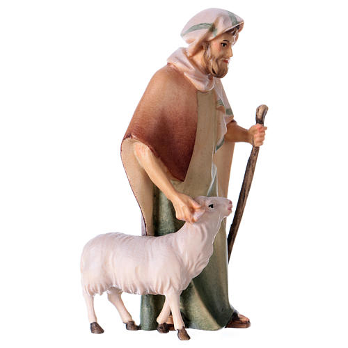 Pasterz z laską i owcą szopka Original Cometa drewno malowane Val Gardena 10 cm 3