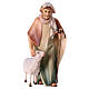 Shepherd with Staff and Sheep, 10 cm nativity Original Comet model, in painted Valgardena wood s1