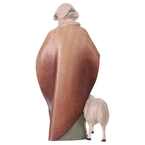 Berger avec canne suivi d'un mouton crèche Original Comète bois peint Val Gardena de 12 cm 4