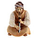 Sitting shepherd with flute Original Cometa Nativity Scene in painted wood from Valgardena 10 cm s1