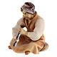 Sitting shepherd with flute Original Cometa Nativity Scene in painted wood from Valgardena 10 cm s2