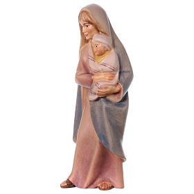 Woman farmer with baby Original Cometa Nativity Scene in painted wood from Valgardena 12 cm