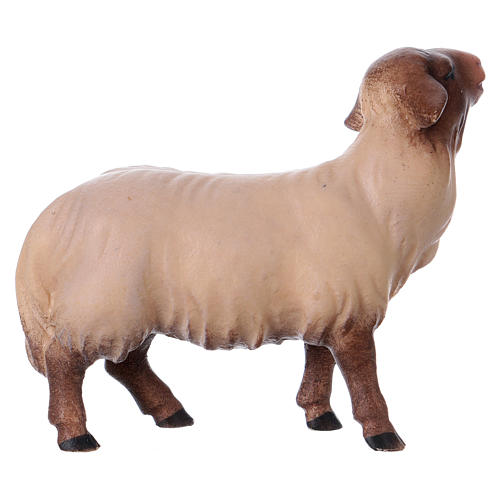 Mouton qui regarde devant tête foncée crèche Original Comète bois peint Val Gardena de 12 cm 2
