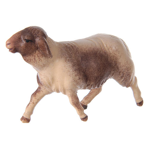 Mouton tacheté qui court crèche Original Comète bois peint Val Gardena 10 cm 1