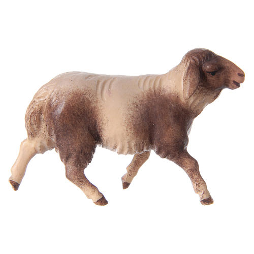 Mouton tacheté qui court crèche Original Comète bois peint Val Gardena 10 cm 2