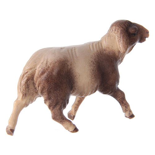 Mouton tacheté qui court crèche Original Comète bois peint Val Gardena 10 cm 3