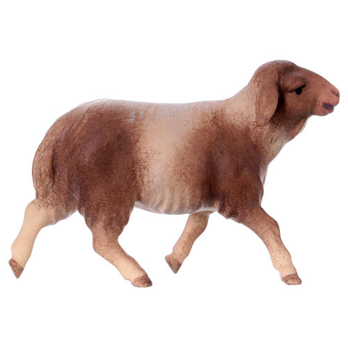 Mouton tacheté qui court crèche Original Comète bois peint Val Gardena de 12 cm 1