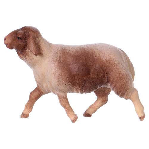 Mouton tacheté qui court crèche Original Comète bois peint Val Gardena de 12 cm 2