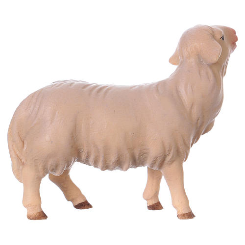Mouton qui regarde devant lui crèche Original Comète bois peint Val Gardena de 12 cm 2