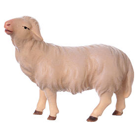 White Sheep Looking Straight, 12 cm nativity Original Comet model, in painted Valgardena wood