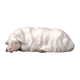 Mouton qui dort crèche Original Comète bois peint Val Gardena 10 cm