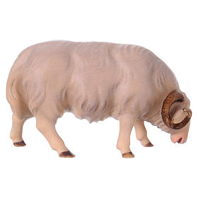 Nativity scene from Val Gardena: White ram Original Cometa Nativity Scene in painted wood from Val Gardena 12 cm