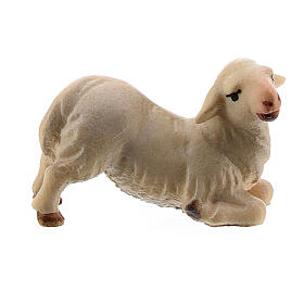 Cordeiro de joelhos presépio Original Cometa madeira pintada Val Gardena 10 cm