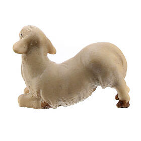 Lamb Kneeling, 10 cm nativity Original Comet model, in painted Valgardena wood