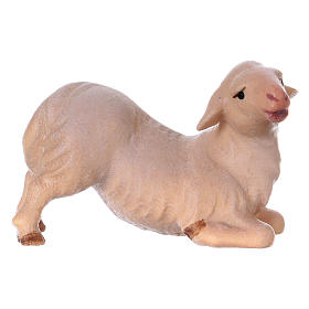 Agnello inginocchiato per presepe Original Cometa legno dipinto in Valgardena 12 cm
