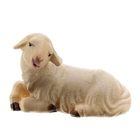 Lying white lamb Original Cometa Nativity Scene in painted wood from Val Gardena 10 cm