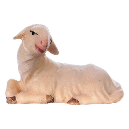 White Lamb Laying, 12 cm nativity Original Comet model, in painted Valgardena wood 1