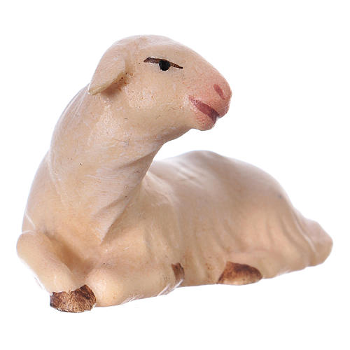 White Lamb Laying, 12 cm nativity Original Comet model, in painted Valgardena wood 3