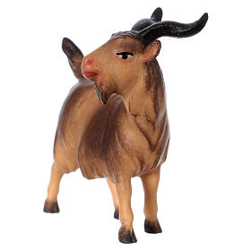 Brown Billy goat, 12 cm nativity Original Comet model, in painted Valgardena wood